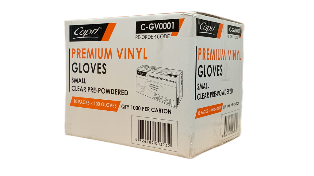 Capri Vinyl Powdred Small Clear Gloves 1000 Pcs - Bosca Chemicals