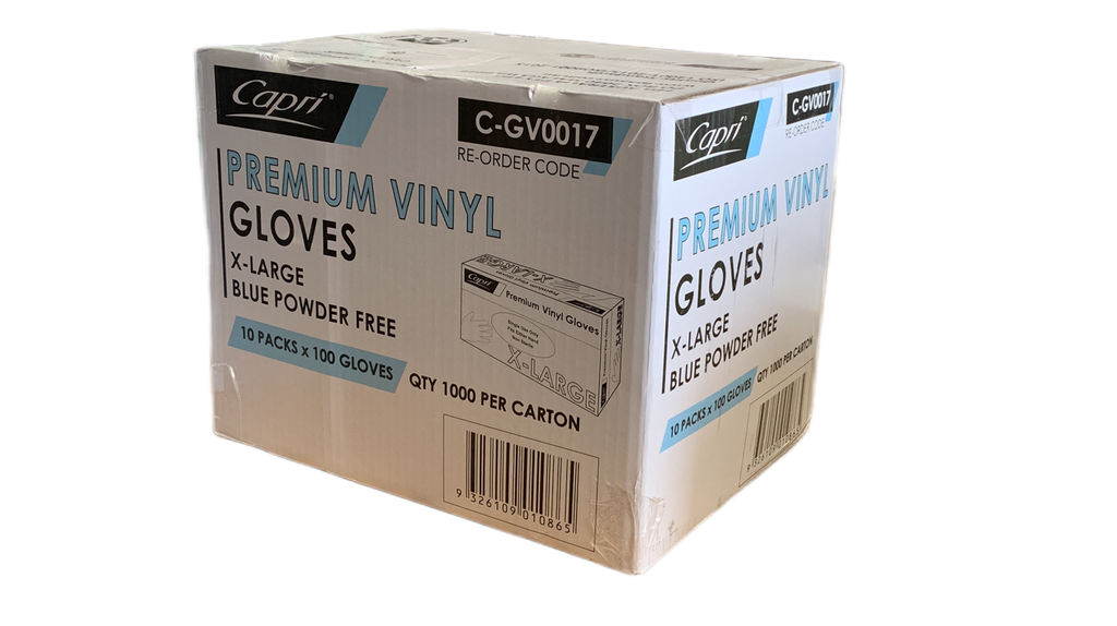 Capri Vinyl Powder free Extra Large Blue Gloves C-GV0017