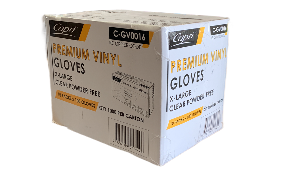 Capri Vinyl X large Powder free clear Gloves C-GV0016