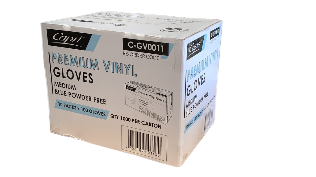 Capri Vinyl Powder free Medium Blue Gloves C-GV0011