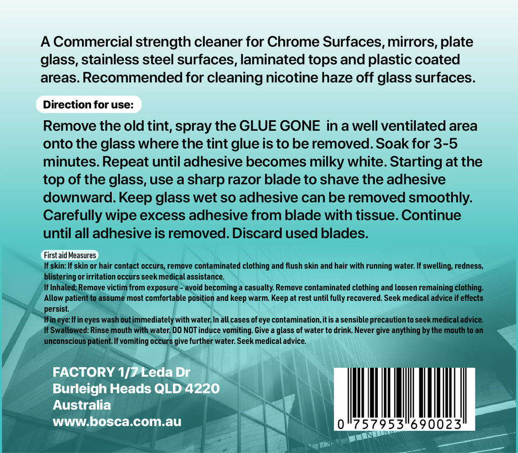 GLUE GONE - Window Tint Adhesive Remover 500ml Spray Bottle
