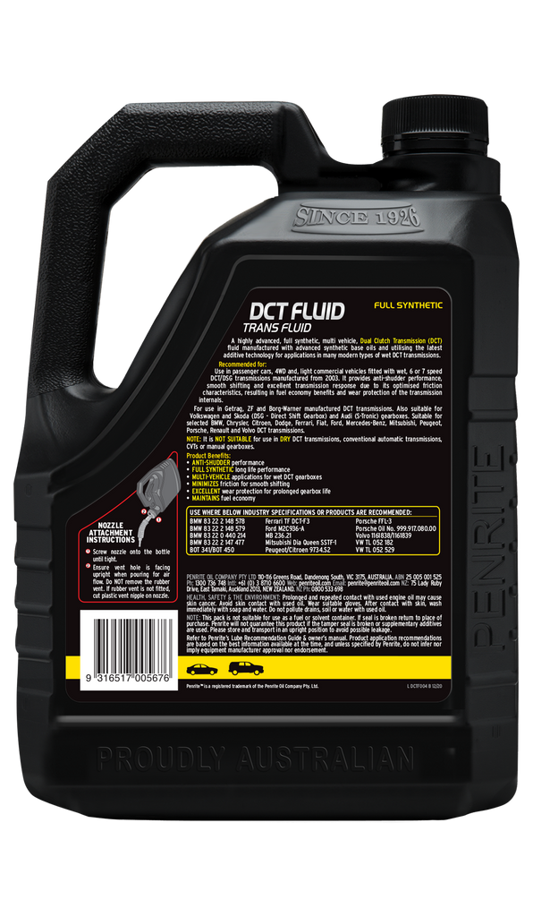 Penrite DCT Fluid Dual Clutch Transmission Fluid 4L - DCTF004