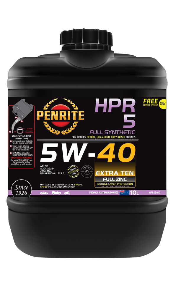 Penrite HPR 5 SAE 5W-40 Engine Oil 10L - HPR05010