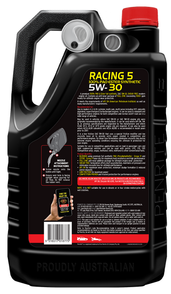 Penrite 10 Tenths Racing 5w 30 Engine Oil 5l Racing5w30005