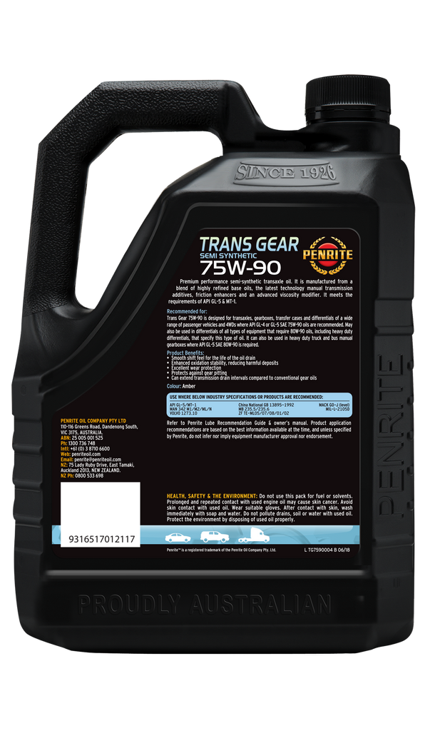 Penrite Trans Gear SAE 75W-90 Semi-Synthetic Engine Oil 4L - TG7590004