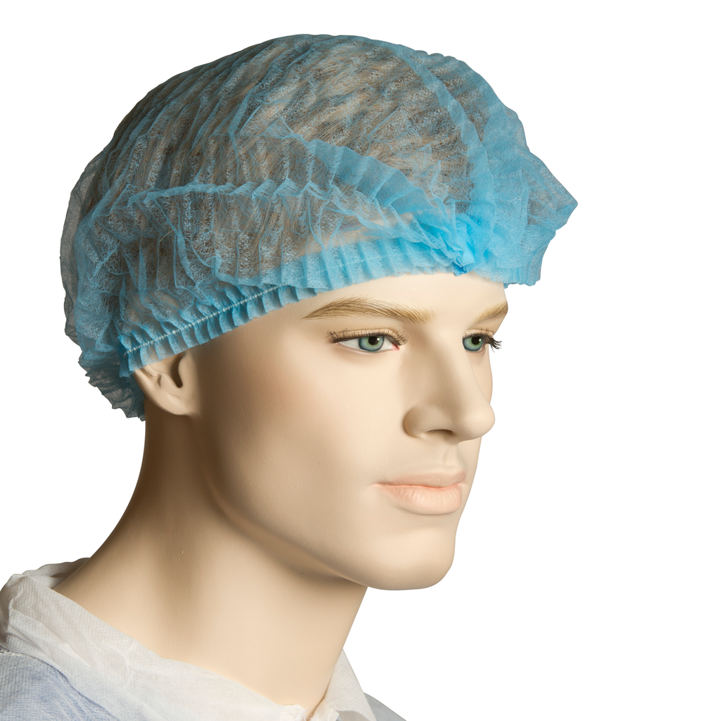 Bastion Polypropylene Crimped Beret Hair Net 21" 1000 Pcs - Blue