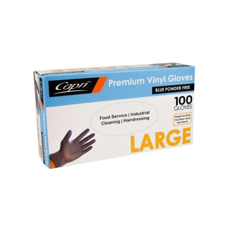 Capri Vinyl Powder free Large Blue Gloves C-GV0012