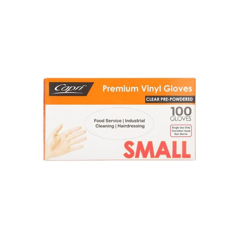 Capri Vinyl Small Pwdered Clear Gloves Bosca Chemicals