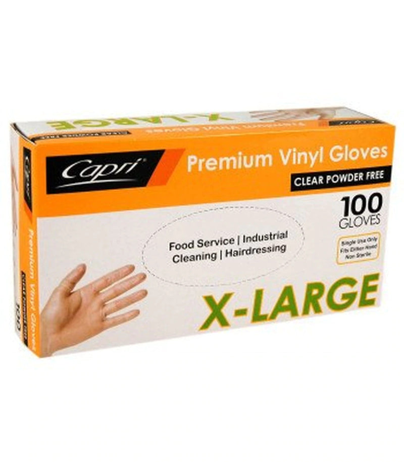 Capri Vinyl X large Powder free clear Gloves C-GV0016