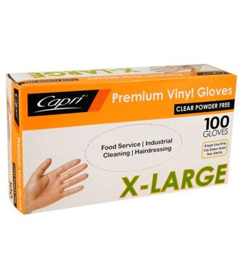 Capri Vinyl X large Powder free clear Gloves C-GV0016